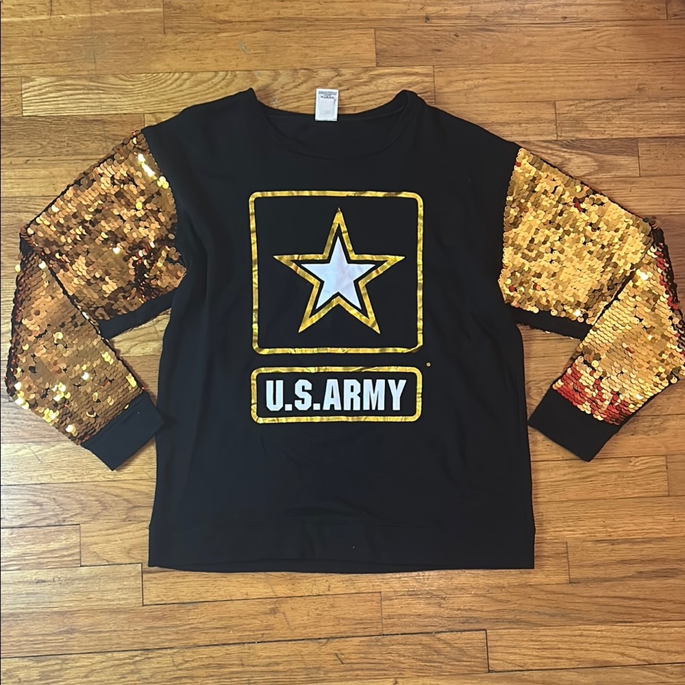 Black U.S. Army Women’s Shirt with Gold Sequin Sleeves